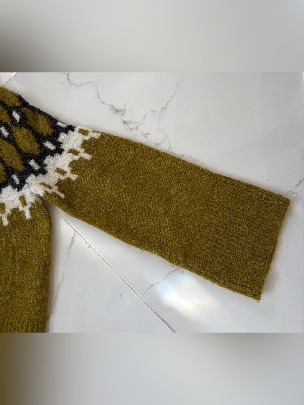 Banana Republic Olive Fair Isle Knit Sweater - Women Medium - Picture 4 of 5